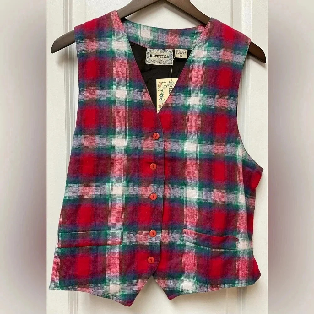Rosettes Plaid Adjustable Waist Vest. NWT
